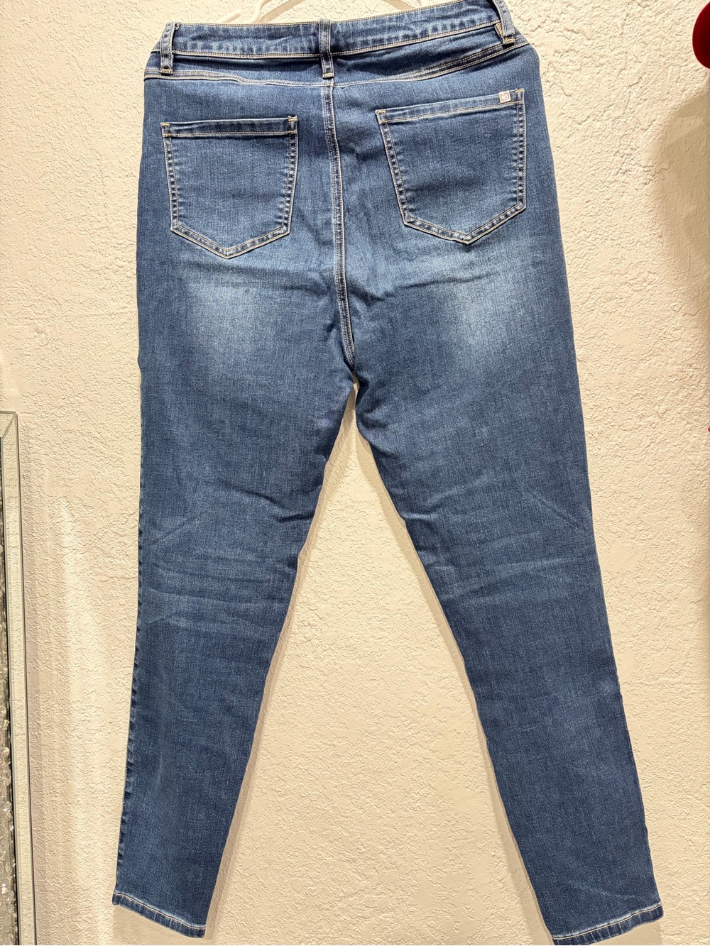 bebe Blue Ankle Jeans with Rhinestone Hem - Picture 3 of 6